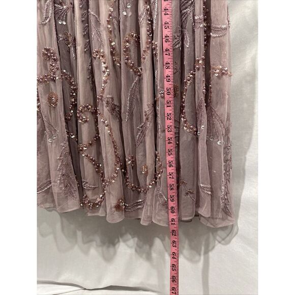 NEW MAC DUGGAL [‎ 12 ] 93930 Puff Sleeve Embellished A Line Gown Heather Purple - Picture 9 of 16